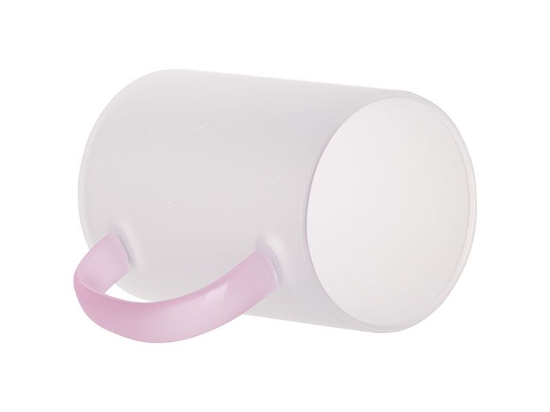 12oz Frosted Mug with Pink Handle 360ml - Image 2