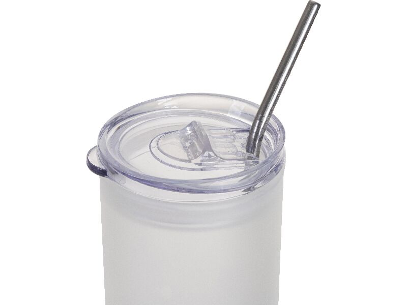 25oz Frosted Skinny Tumbler with Plastic Straw _ Lid Gradient Lemon Yellow 750ml - Image 2