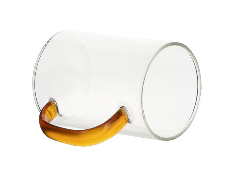 12oz Clear Glass Mug with Red Handle 360ml - Image 2