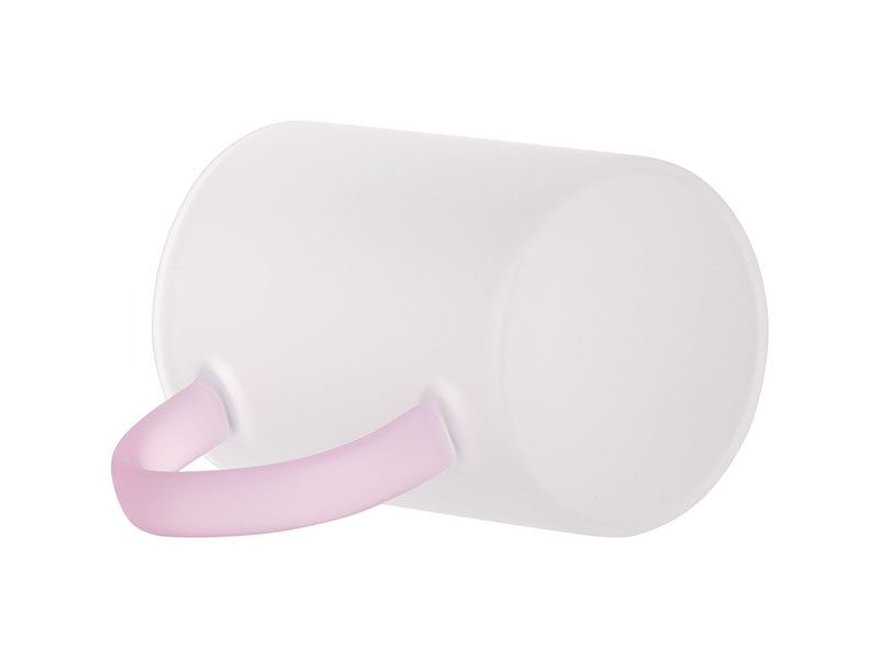 12oz Frosted Mug with Pink Handle 360ml - Image 3