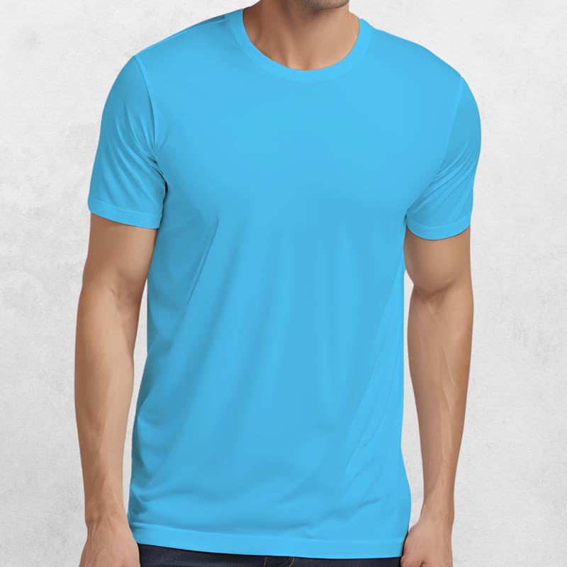 Sky Blue Round Neck Sublimation T-shirt (100_ Polyester)